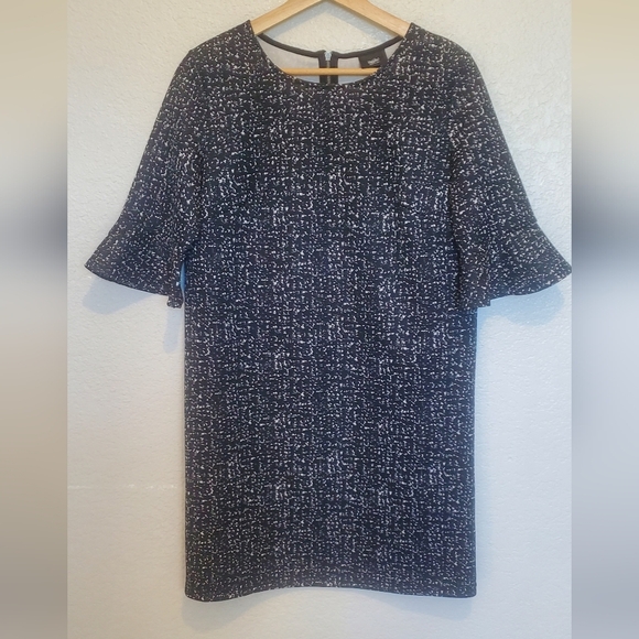 💚5/$25 Mossimo Black & White Sheath Mini Dress Flared Flute Sleeves Size Small - Picture 4 of 6